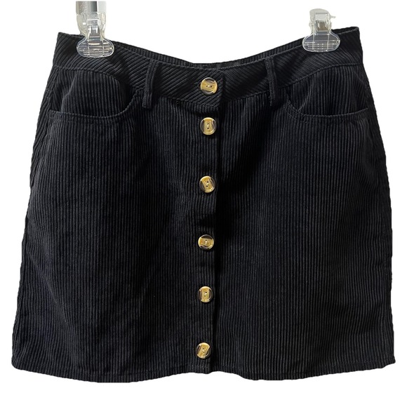 Ambiance Apparel Dresses & Skirts - Black Corduroy Mini Skirt Women's Med Preppy Academia‎ Dark Feminine Whimsigoth